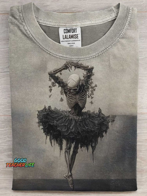 Dancing Skull Art Print Casaul Short Sleeve T-shirt