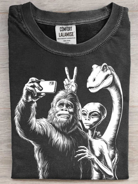 Selfie Funny Art Print Casaul Short Sleeve T-shirt