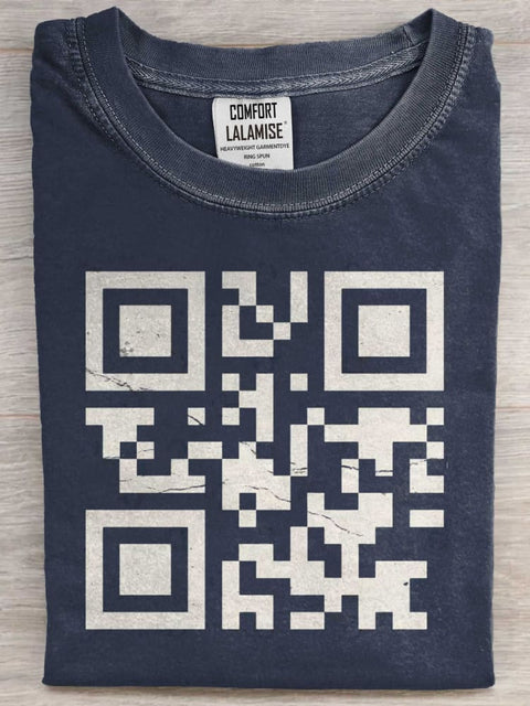 Fuck You Qr Code Art Print Casaul Short Sleeve T-shirt