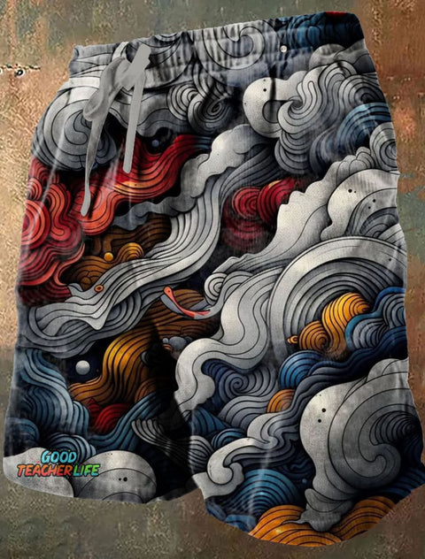 Abstrct Cloud  Art Print Casual Short Pants