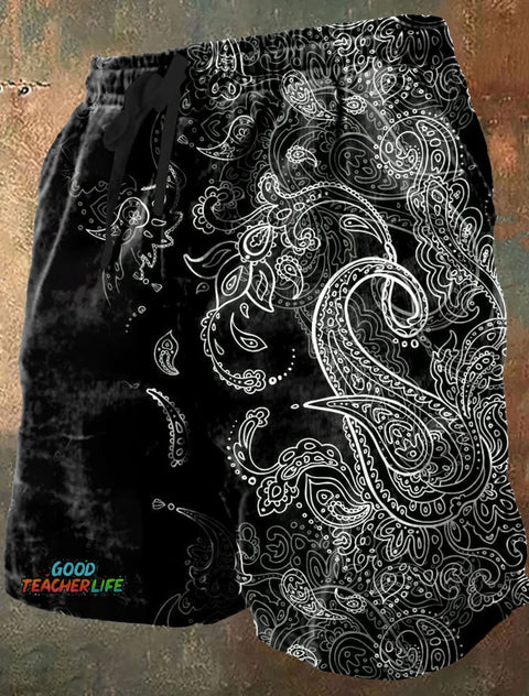 Paisley Art Print Casual Short Pants