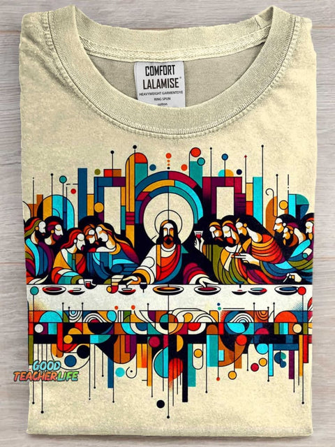 Christian Art Print Casual Short Sleeve T-shirt