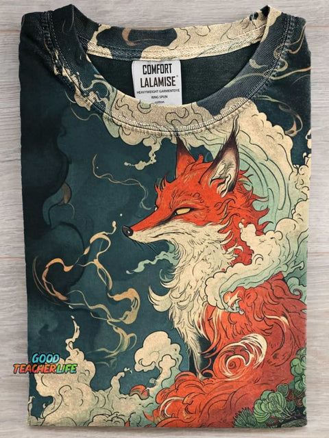 Fox Fancy Art Print Casual Short Sleeve T-shirt