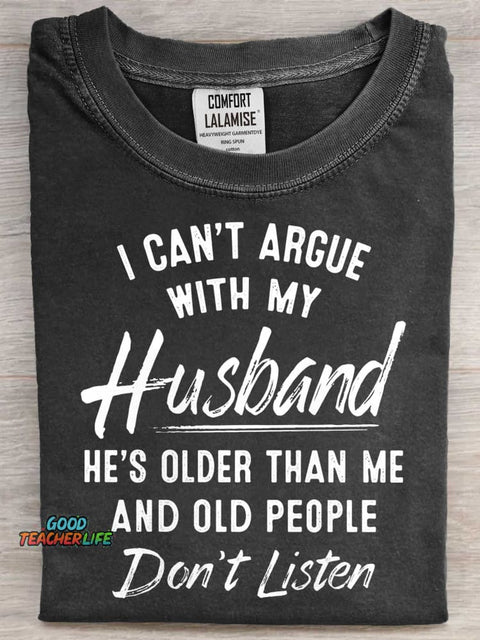 Funny Husband Art Print Casual Short Sleeve T-shirt