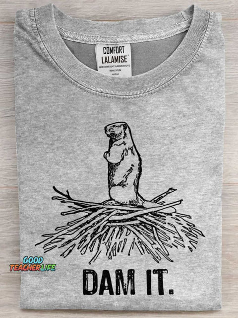 DAM IT Art Print Casual Short Sleeve T-shirt