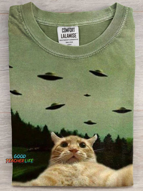 Cat selfie Art Print Casual Short Sleeve T-shirt