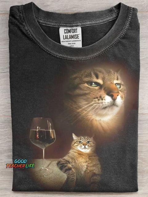 Funny Cat Art Print Casaul Short Sleeve T-shirt