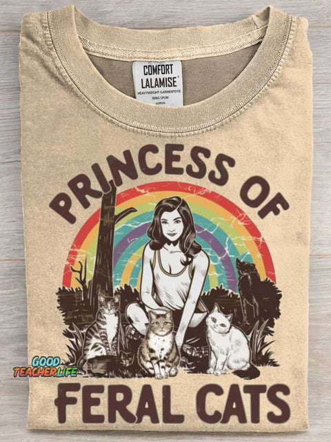 Princess Of Feral Cats Art Print Casaul Short Sleeve T-shirt