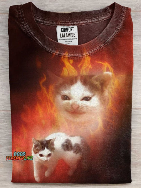 Funny Cat Art Print Casaul Short Sleeve T-shirt
