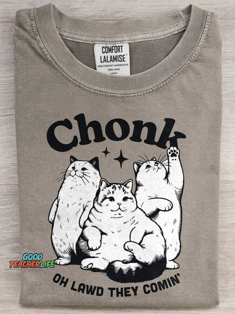 Chonk Cats Funny Art Print Casaul Short Sleeve T-shirt