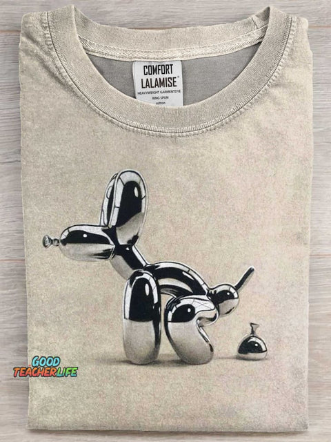 BALLOON DOG POOP Art Print Casaul Short Sleeve T-shirt