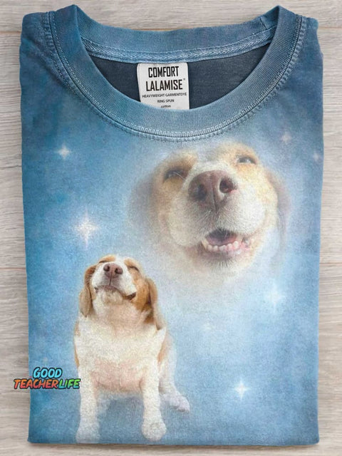 Cute Silly Puppy Art Print Casaul Short Sleeve T-shirt