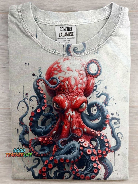 Octopus Art Print Casaul Short Sleeve T-shirt