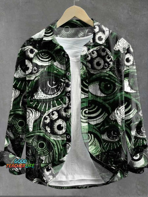 Abstrct Eyes Art Print 100% Cotton Long Sleeve Shirt