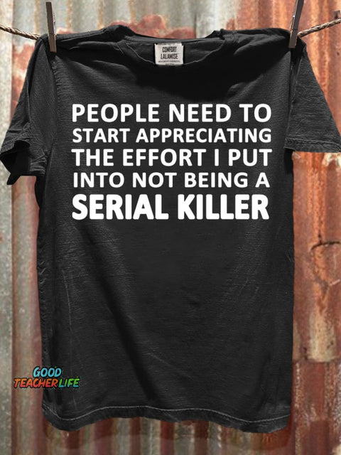 Serial Killer Art Print Casaul Short Sleeve T-shirt