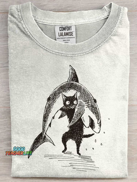 Funny Cat Art Print Casaul Short Sleeve T-shirt