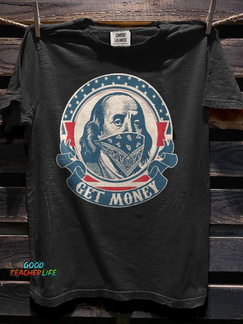 Get Money' Gangster Art Print Casaul Short Sleeve T-shirt