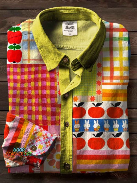 Cute Art Print Casual Cotton Shirt