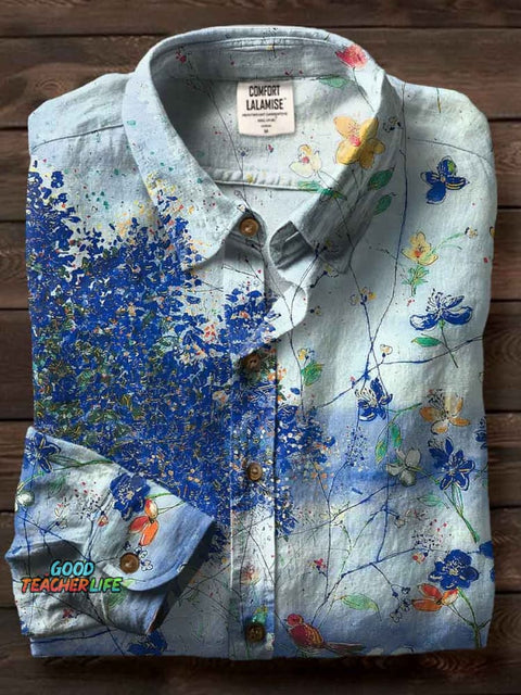 Azure Dreams Art Print Casual Cotton Shirt