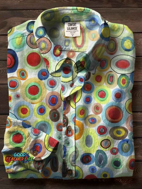 Modern Art Print Casual Cotton Shirt