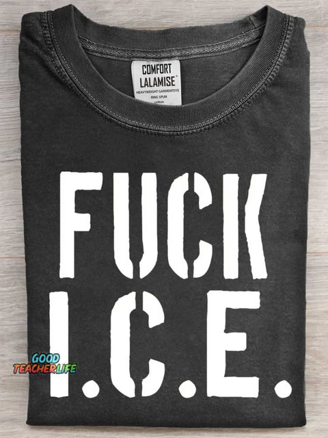 Fuck ICE Casaul Art Print Short Sleeve T-shirt