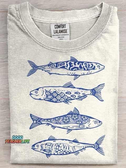 Fish Art Print Short Sleeve T-shirt