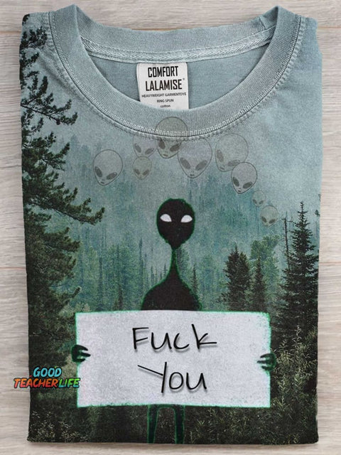 Funny Alien Casaul Art Print Short Sleeve T-shirt