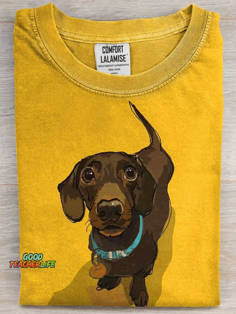 Cute Dachshund Art Print Short Sleeve T-shirt
