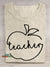 Line Apple Teacher Casual Print T-Shirt