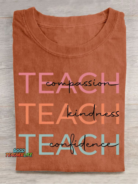 Teach Art Letters Casual Print T-Shirt