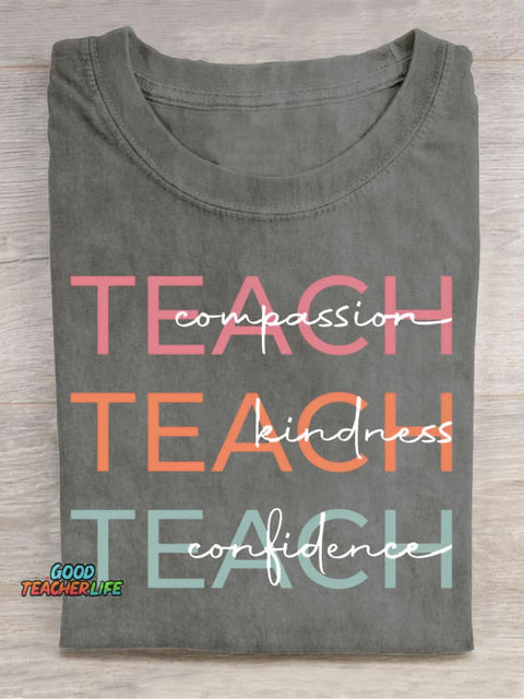 Teach Art Letters Casual Print T-Shirt