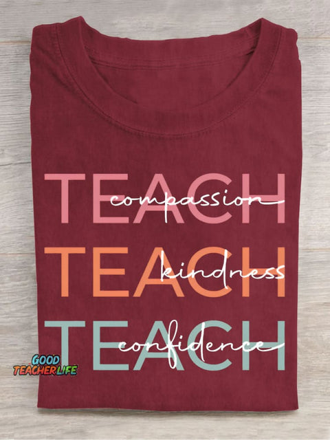 Teach Art Letters Casual Print T-Shirt