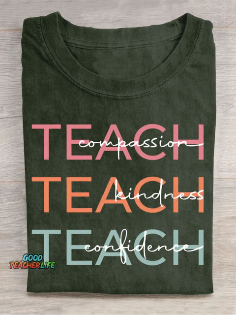 Teach Art Letters Casual Print T-Shirt