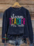 Teacher Vintage Print Casual Sweatshirt