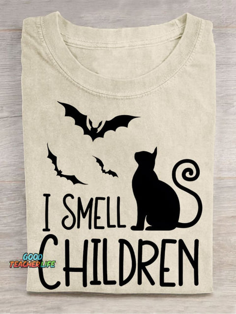 I Smell Children Halloween Casual Print T-Shirt