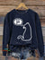 Science Cat Vintage Print Casual Sweatshirt