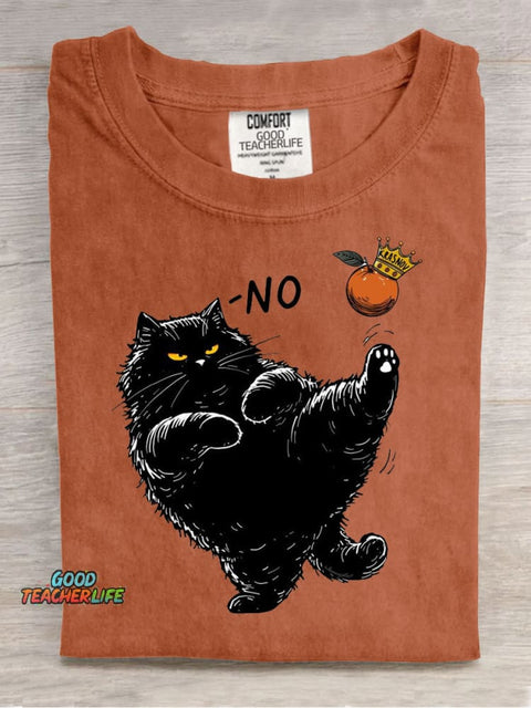 Art Cute Black Cat Casual Print T-Shirt