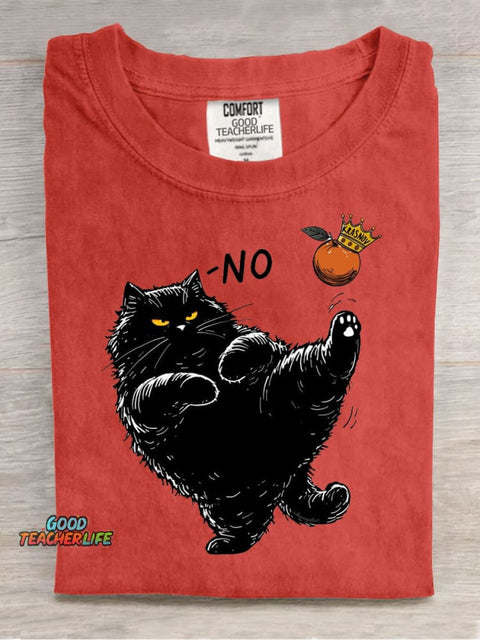 Art Cute Black Cat Casual Print T-Shirt