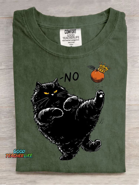 Art Cute Black Cat Casual Print T-Shirt