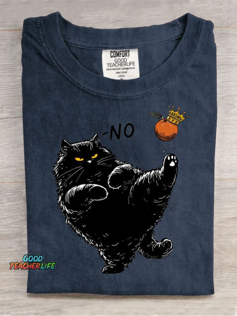 Art Cute Black Cat Casual Print T-Shirt