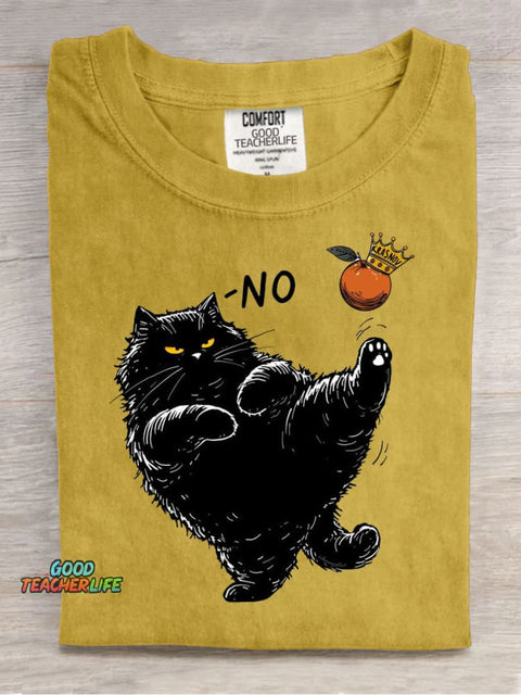 Art Cute Black Cat Casual Print T-Shirt
