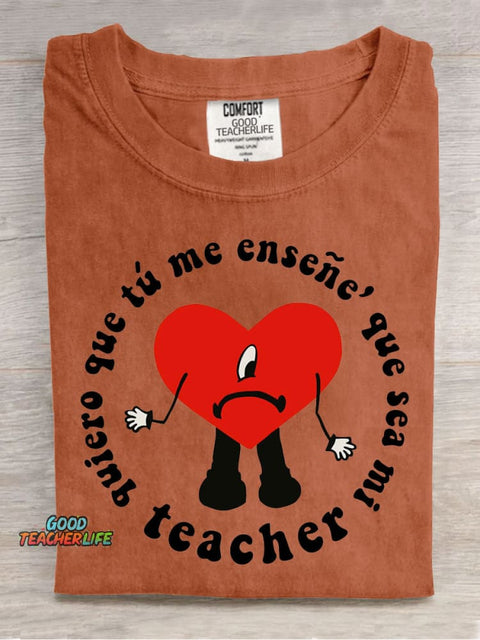 Art Cute Teacher Casual Print T-Shirt