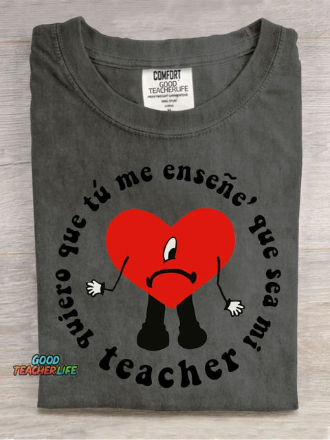 Art Cute Teacher Casual Print T-Shirt