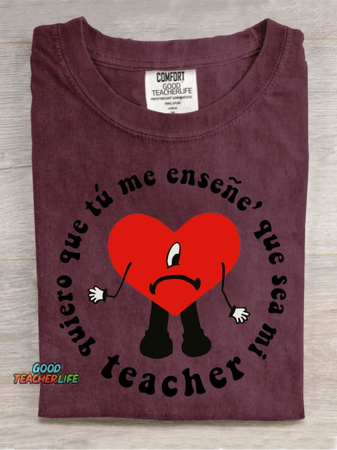 Art Cute Teacher Casual Print T-Shirt