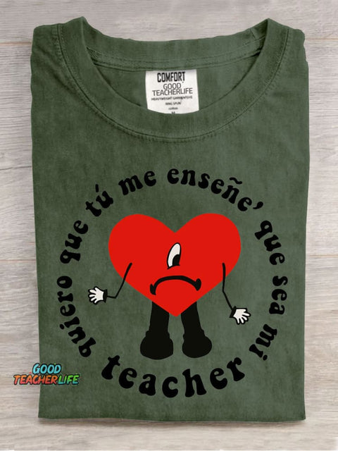 Art Cute Teacher Casual Print T-Shirt