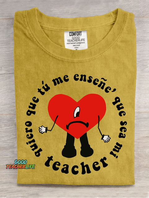 Art Cute Teacher Casual Print T-Shirt