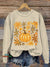 Fresh Pumpkin Flowers Vintage Print Casual Sweatshirt