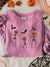Halloween Dancing Skeleton Pumpkin Vintage Print Casual Sweatshirt