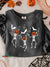 Halloween Dancing Skeleton Pumpkin Vintage Print Casual Sweatshirt