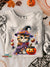 Cute Halloween Cat Vintage Print Casual Sweatshirt